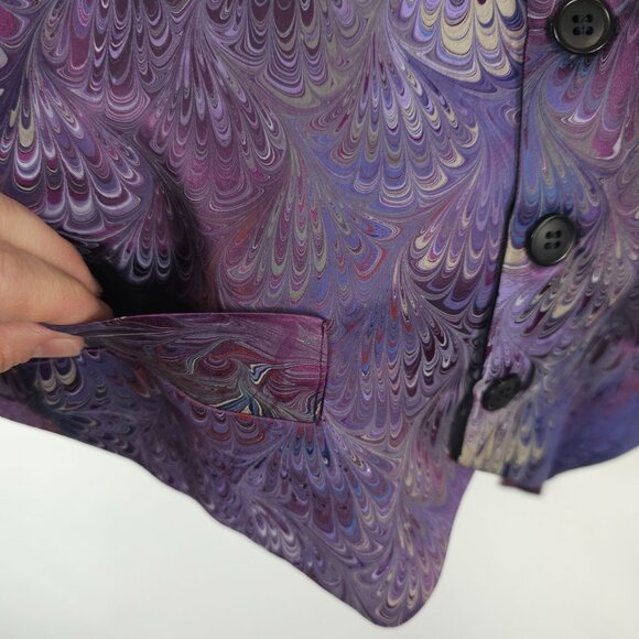 Michael Kensinger San Francisco Mens S Vest Marbled Purple Black Dressy Button - Picture 12 of 13